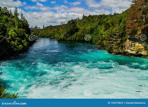 Turquoise Waikato River Huka Falls Taupo New Zealand Stock Image