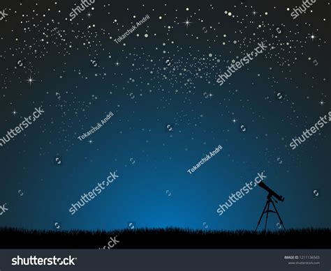 Realistic Starry Sky With Blue Glow Shining Stars Dark Sky Background