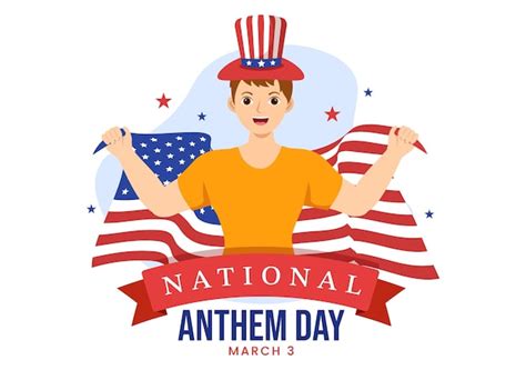 Premium Vector National Anthem Day On March 3 Illustration With