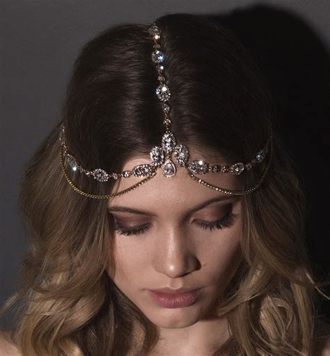 Jules Tiered Crystal Headpiece Chain Headpiece Bridal Hair Chain