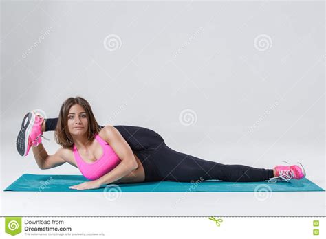 Sporty Flexible Girl Doing Stretching Exercise Stock Image Image Of