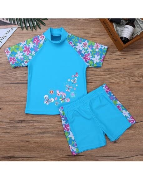 Kids Girls Tankini Outfits Floral Printed Tops With Bottoms Set