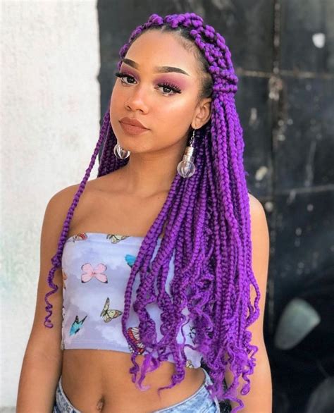 Purple Braided Hairstyle Ideas For Black Women Purple Box Braids