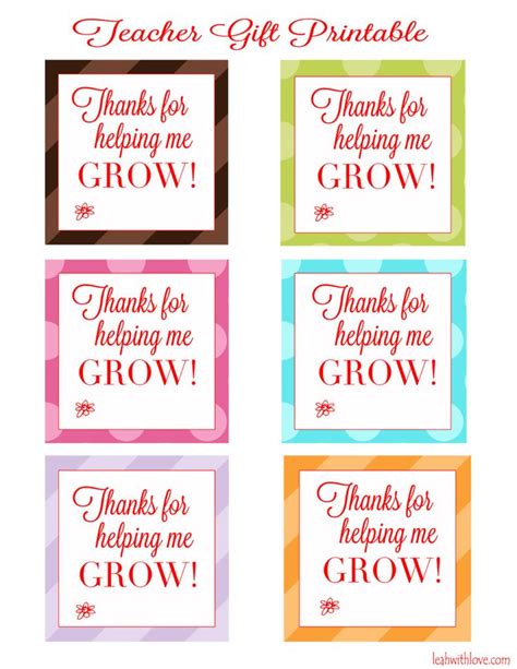 Thank You For Helping Me Grow Free Printable Tags Leah With Love