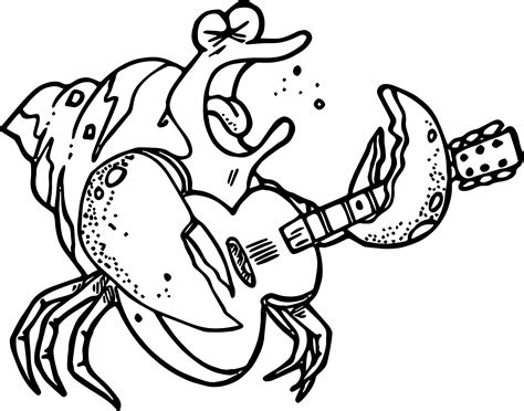 Download Crab Playing The Guitar Coloring Page | Wecoloringpage.com