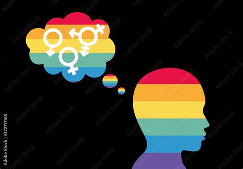 Human Head Rainbow Colored Flag Lgbt Gender Symbolism Gay Pride Lgbt