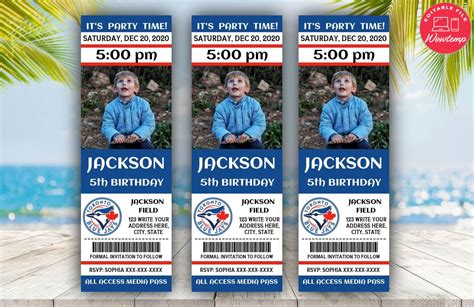 Printable Toronto Blue Jays Birthday Ticket Invitations Diy Wowtemp