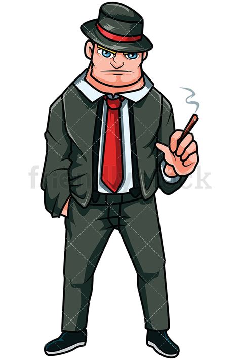 Russian Mobster Smoking Cigarette Vector Cartoon Clipart Friendlystock