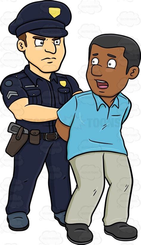 A Policeman Arresting A Black Man Policeman Policeman Cartoon