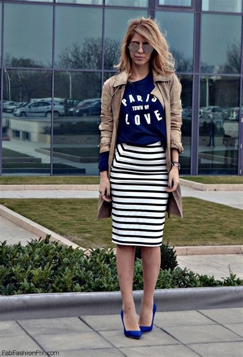 Black And White Striped Pencil Skirt Outfit
