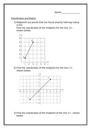 Coordinates And Ratios Worksheet Teaching Resources