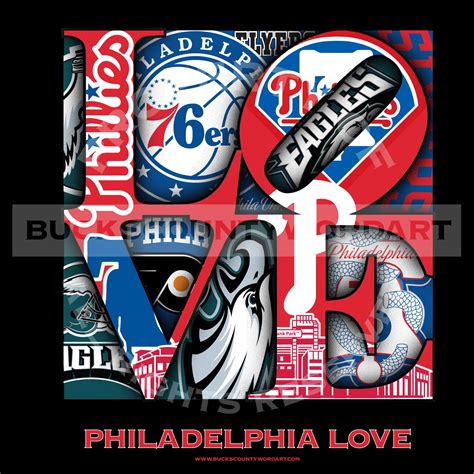Philadelphia Eagles Flyers Sixers Phillies Love Poster 11x17 Etsy