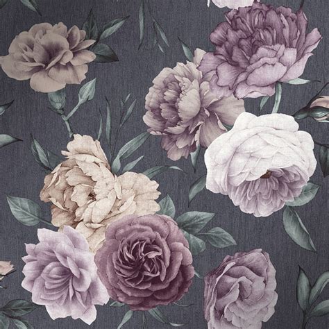 Midnight Floral Wallpaper Slate Purple Wallpaper From I Love Wallpaper Uk