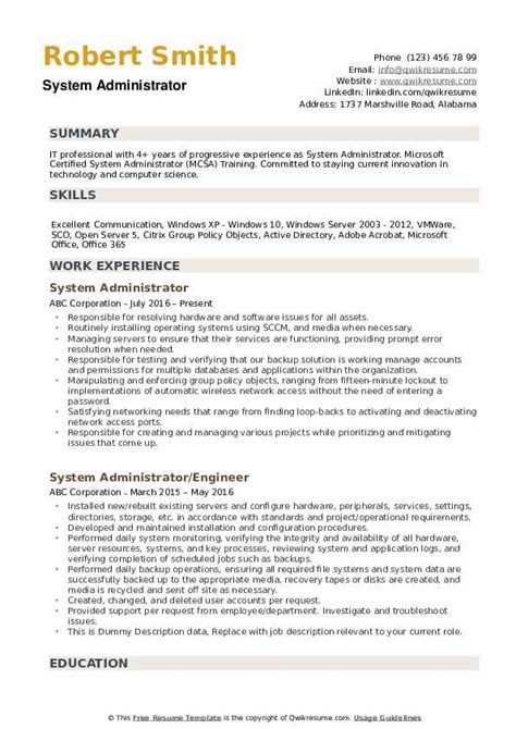 5 System Administrator Resume Examples For 2022 Resume Worded Vrogue