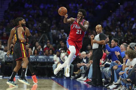 Hobbled Joel Embiid Guts Out Fourth Quarter Leads Sixers To Tight Win Vs Hawks Liberty Ballers