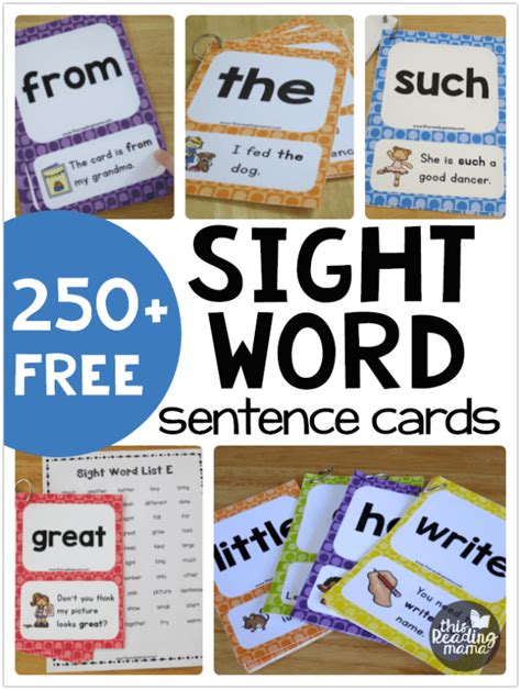 You will be pleased to see how much easier it is for… 250+ FREE Sight Word Sentence Cards