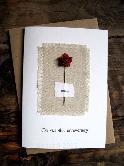 A 4th anniversary is symbolised by linen. 4th Anniversary Keepsake Card LINEN. Natural Linen Fabric ...