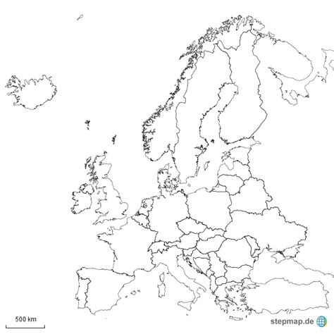 Europer karte | europakarte politisch deutsch als poster 90 x 61cm. StepMap - stumme Europakarte - Landkarte für Europa