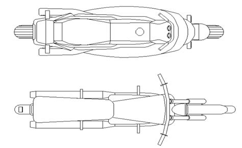 Top View Of Motor Bike Design Drawing