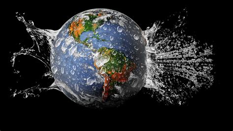 Globe Earth Splash Water Artistic Hd Wallpaper Earth And Water
