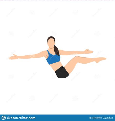 navasana woman home workout exercise guide illustration colorful concept of v sit or boat girl