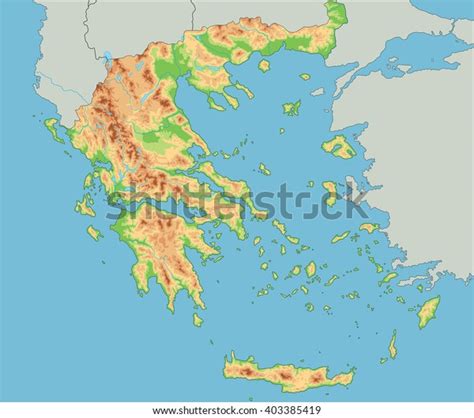 High Detailed Greece Physical Map เวกเตอรสตอก ปลอดคาลขสทธ