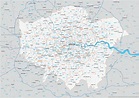 Map of Greater London postcode districts plus boroughs and major roads ...