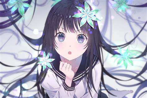 Anime Girl With Long Black Hair Wallpaper