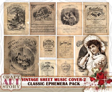 Vintage Digital Sheet Music Cover Art Ephemera Pack 2download Etsy