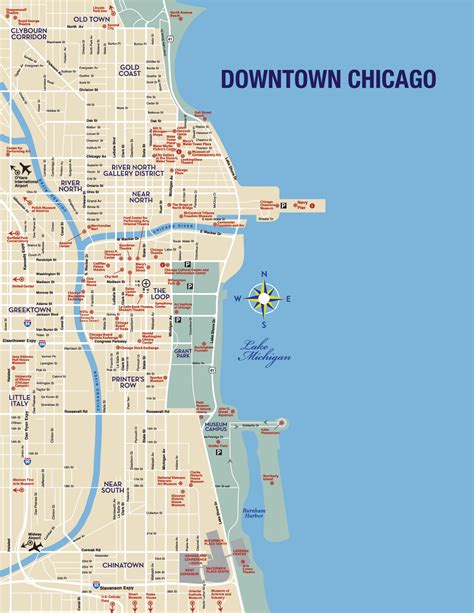 Downtown Chicago Map Chicago Downtown Map Digital
