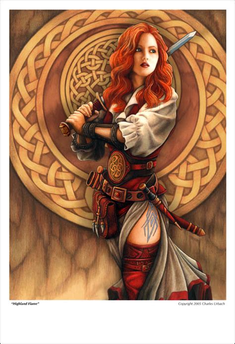 Fantasy Art Print 13x19 Celtic Woman Swordswoman Highlander Outlander