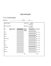Urinalysis Qc Log Docx Quality Control Log Sheet Test Name Urine Chemistry Dipstick