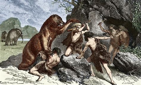 Early Humans Using Weapons Stock Image E4390134 Science Photo