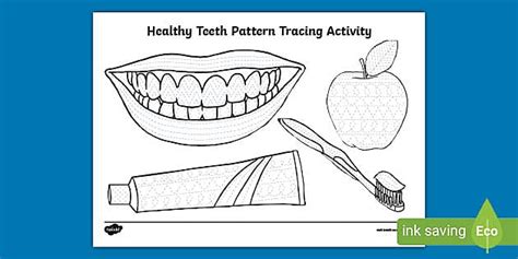 Healthy Teeth Pattern Tracing Activity Teacher Made