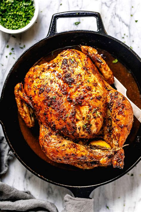 Combine the flour, pepper, paprika, thyme, and salt, in a shallow dish. Roasted Chicken Recipe with Garlic Herb Butter - Whole ...