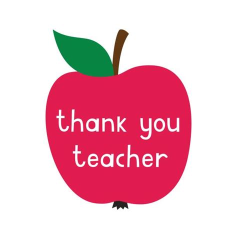 Thank You Teacher Text Design With Red Apple Illustrations Royalty