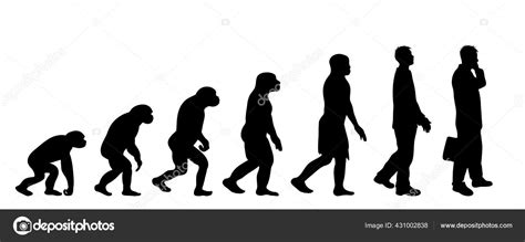 Painted Theory Evolution Man Vector Silhouette Homo Sapiens Symbol