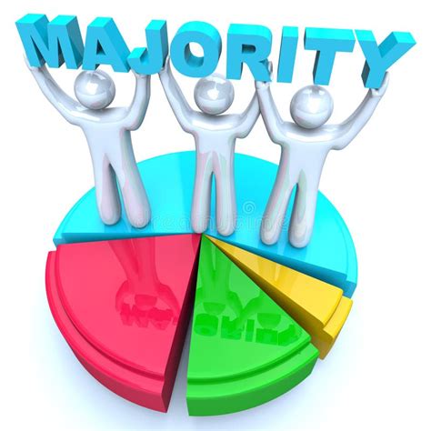 Majority Rule People Holding Word On Pie Chart Winners Stock