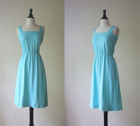 Vintage 70s Dress Seafoam Mint Sundress 1970s Mod Dress Xl Etsy