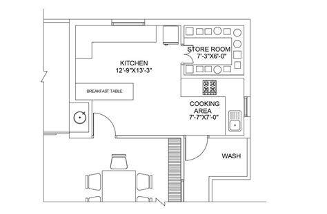 Kitchen Floor Plan Cad Block Image To U