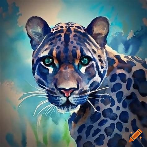 Colorful Watercolor Painting Of A Cute Panther On Craiyon