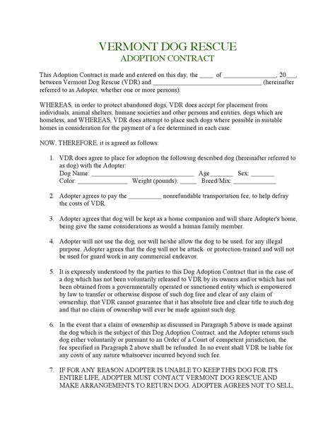 Adoption Contract By Vermont Dog Rescue Issuu