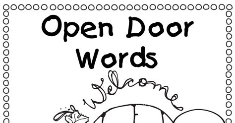 Open Door Words Unitpdf School Activities Words Closed Syllables