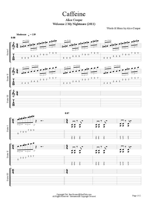 Caffeine Chords And Tabs Alice Cooper