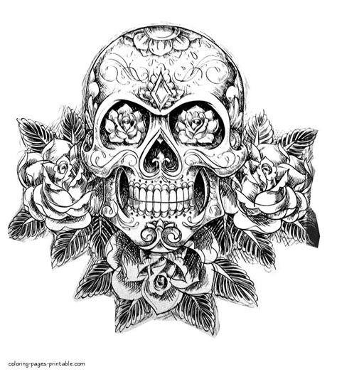 Detailed Coloring Pages For Adults Skull Coloring Walls