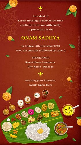 Onam Sadhya Invitation Card Happy Invites Online Ecard