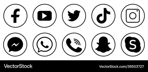 Social Media Icons Set Royalty Free Vector Image