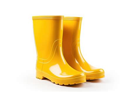 Premium Ai Image Isolated Yellow Rubber Boots On White Background