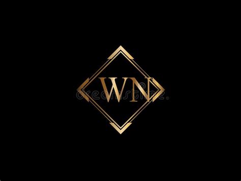 WN Initial Diamond Shape Gold Color Later Logo Design Stock Vector Illustration Of Template