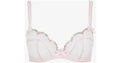 Agent Provocateur Synthetic Lorna Scalloped Mesh Underwired Bra In Baby